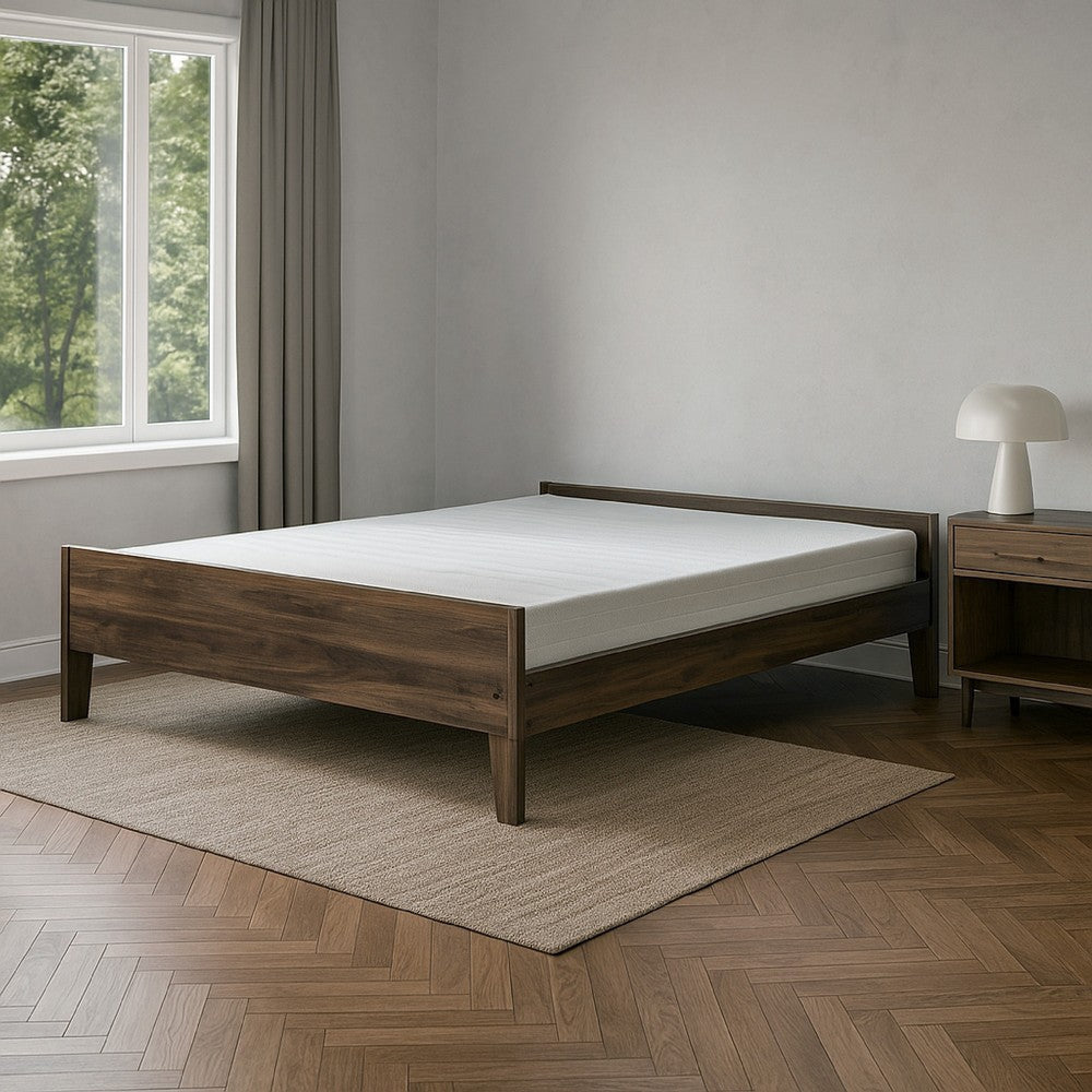 Ashley Sof Queen Platform Bed, Low Profile, Footboard, Dark Brown