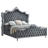 Ola Queen Size Bed Cushioned Classic Trim Button Tufted Gray Upholstery By Casagear Home BM306648