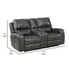 Elle 72 Inch Manual Recliner Loveseat Console Leather Upholstery Gray By Casagear Home BM306695