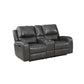 Elle 72 Inch Manual Recliner Loveseat Console Leather Upholstery Gray By Casagear Home BM306695