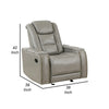 Luxe 39 Inch Manual Recliner Genuine Leather Smooth Gray Upholstery By Casagear Home BM306699