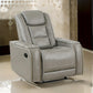 Luxe 39 Inch Manual Recliner, Genuine Leather, Smooth Gray Upholstery  By Casagear Home