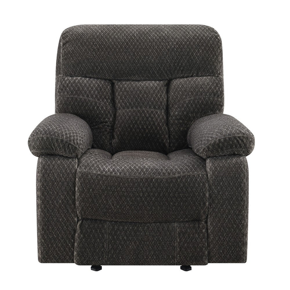 Charl 41 Inch Glider Recliner Armchair Plush Tufted Backrests Charcoal By Casagear Home BM306728