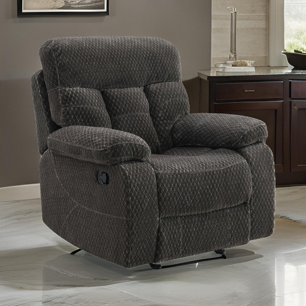 Charl 41 Inch Glider Recliner Armchair Plush Tufted Backrests Charcoal By Casagear Home BM306728