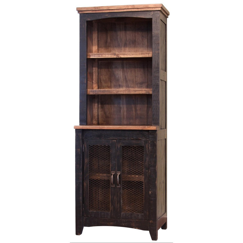 Ata 72 Inch Classic Pier with 3 Shelves and 2 Doors Solid Pine Wood Brown By Casagear Home BM306808