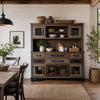 Peya 71 Inch Buffet and Hutch, 6 Drawers, Solid Distressed Pine Wood, Brown By Casagear Home