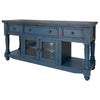 Genie 70 Inch TV Entertainment Console 3 Drawers Mango Wood Dark Blue By Casagear Home BM306860