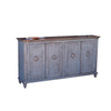 Cip 73 Inch Console Sideboard, Pine Wood, 4 Doors, Ring Handles, Deep Blue By Casagear Home