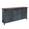 Cip 73 Inch Console Sideboard, Pine Wood, 4 Doors, Ring Handles, Deep Blue By Casagear Home