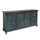 Cip 73 Inch Console Sideboard, Pine Wood, 4 Doors, Ring Handles, Deep Blue By Casagear Home