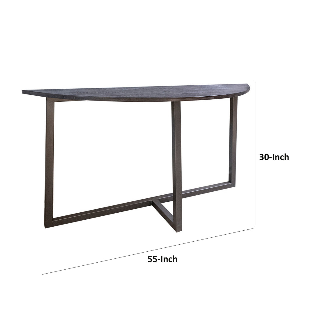 Rome 55 Inch Sofa Console Table Pine Wood Iron Base Rich Brown Wood By Casagear Home BM306953