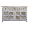 Kohl 67 Inch Console Cabinet 4 Doors Mango Wood 3 Gliding Drawers White By Casagear Home BM306957