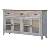 Kohl 67 Inch Console Cabinet 4 Doors Mango Wood 3 Gliding Drawers White By Casagear Home BM306957