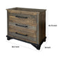 Lint 37 Inch Dresser Chest, Pine Wood, 3 Gliding Drawers, Gray and Brown By Casagear Home