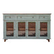 Rozy 70 Inch Console Sideboard Cabinet 4 Glass Doors Teal Blue Pine Wood By Casagear Home BM307047