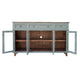 Rozy 70 Inch Console Sideboard Cabinet 4 Glass Doors Teal Blue Pine Wood By Casagear Home BM307047