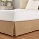 Kuma King Bed Skirt, Spilt Corners, Burlap Drop, Polyester Platform, Brown By Casagear Home