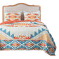 2pc Twin Quilt and Pillow Sham Set Geometric Motifs Multicolor Microfiber By Casagear Home BM307057