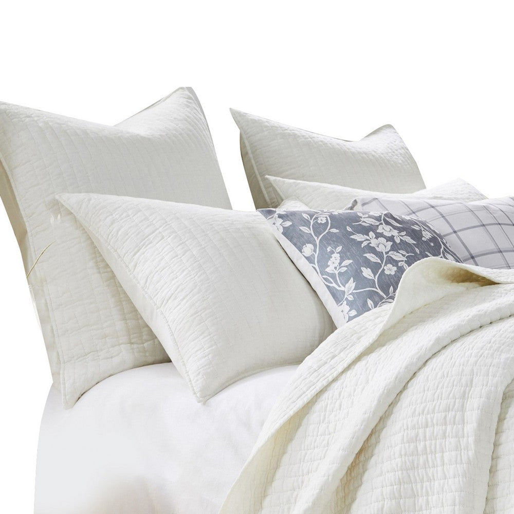 Xumi 2pc Twin Quilt and Pillow Sham Set, Channeled, Antique White Cotton By Casagear Home