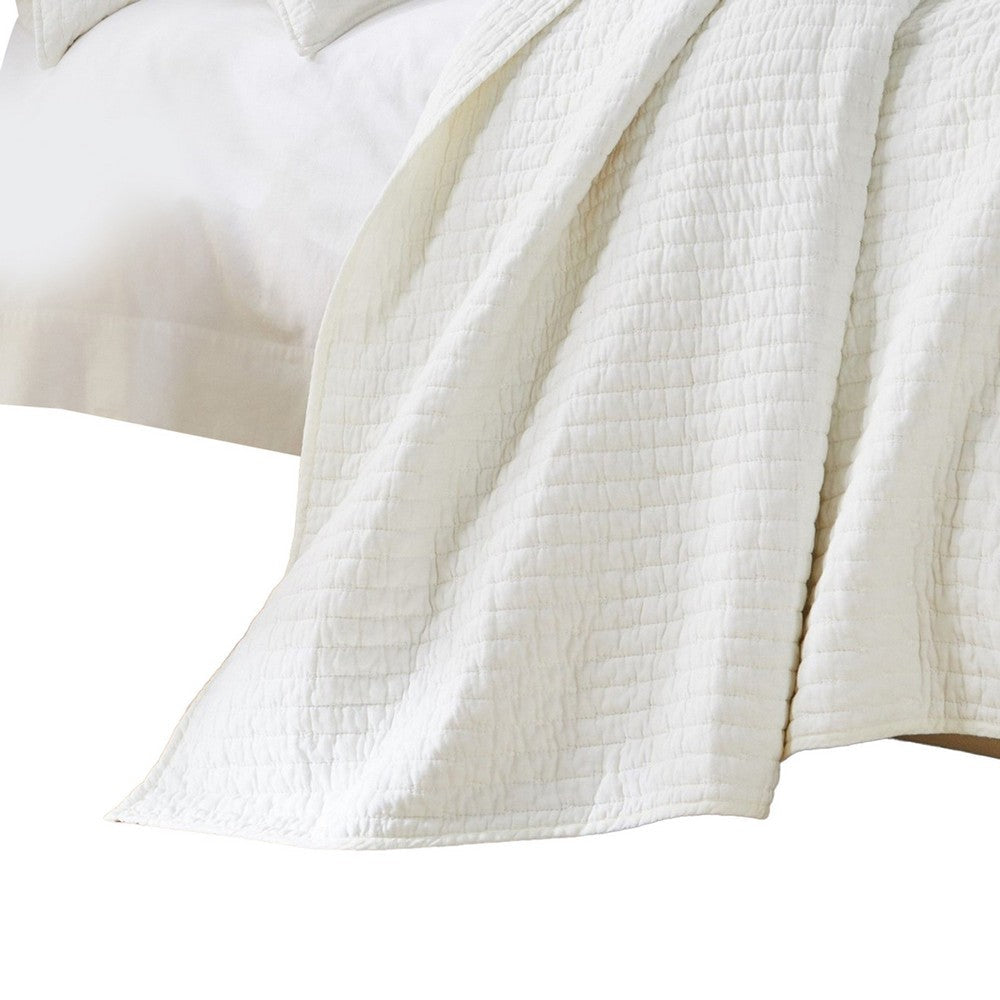 Xumi 2pc Twin Quilt and Pillow Sham Set, Channeled, Antique White Cotton By Casagear Home