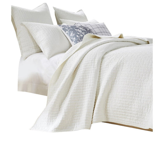 Xumi 2pc Twin Quilt and Pillow Sham Set, Channeled, Antique White Cotton By Casagear Home