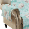 Logan 103 Inch Loveseat Cover Wave Quilt Shells Print Turquoise Polyester By Casagear Home BM307068