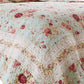 Rosle 2pc Twin Quilt and Pillow Sham Set, Scallop Edges, Floral Blue Cotton By Casagear Home