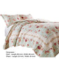 Rosle 2pc Twin Quilt and Pillow Sham Set, Scallop Edges, Floral Blue Cotton By Casagear Home