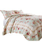 Rosle 2pc Twin Quilt and Pillow Sham Set, Scallop Edges, Floral Blue Cotton By Casagear Home