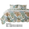 Wade 2pc Twin Quilt and Pillow Sham Set, Cotton Fill, Coastal Seashell Jade By Casagear Home