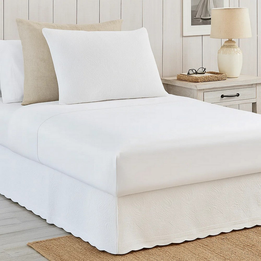 Muka Paisley Quilted Full Bed Skirt, Cotton Drop, Polyester Platform, White By Casagear Home