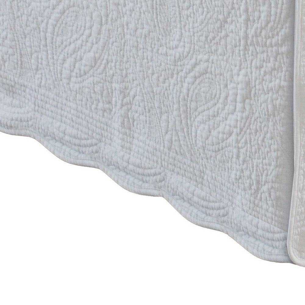 Muka Paisley Quilted Twin Bed Skirt, Cotton Drop, Polyester Platform, Ivory By Casagear Home