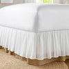 Twin Bed Skirt, Polyester Platform, Cotton Voile Drop, Ruffled Edge, White  By Casagear Home