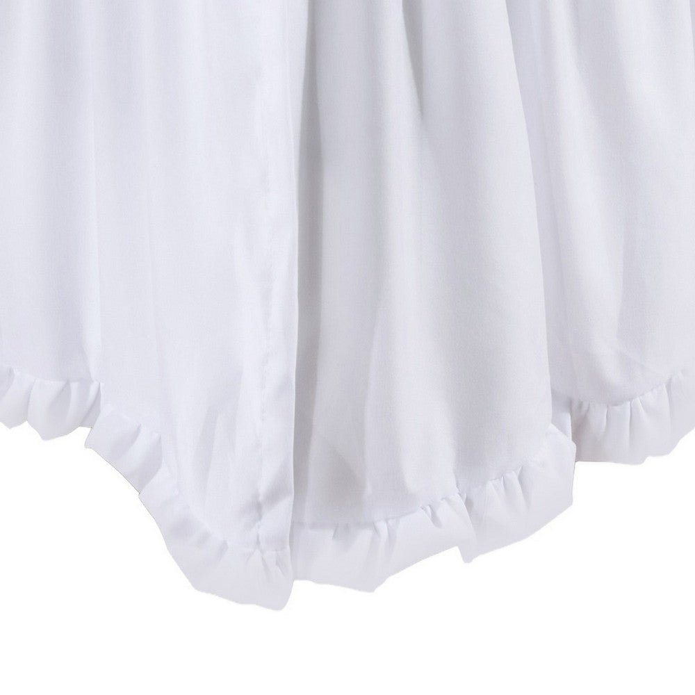 Mora King Bed Skirt Polyester Platform Split Corners Ruffle Edge White By Casagear Home BM307099