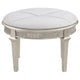 Nive 24 Inch Oval Vanity Stool, Ivory Chenille, Encrusted Faux Diamond  By Casagear Home