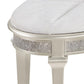 Nive 24 Inch Oval Vanity Stool, Ivory Chenille, Encrusted Faux Diamond  By Casagear Home