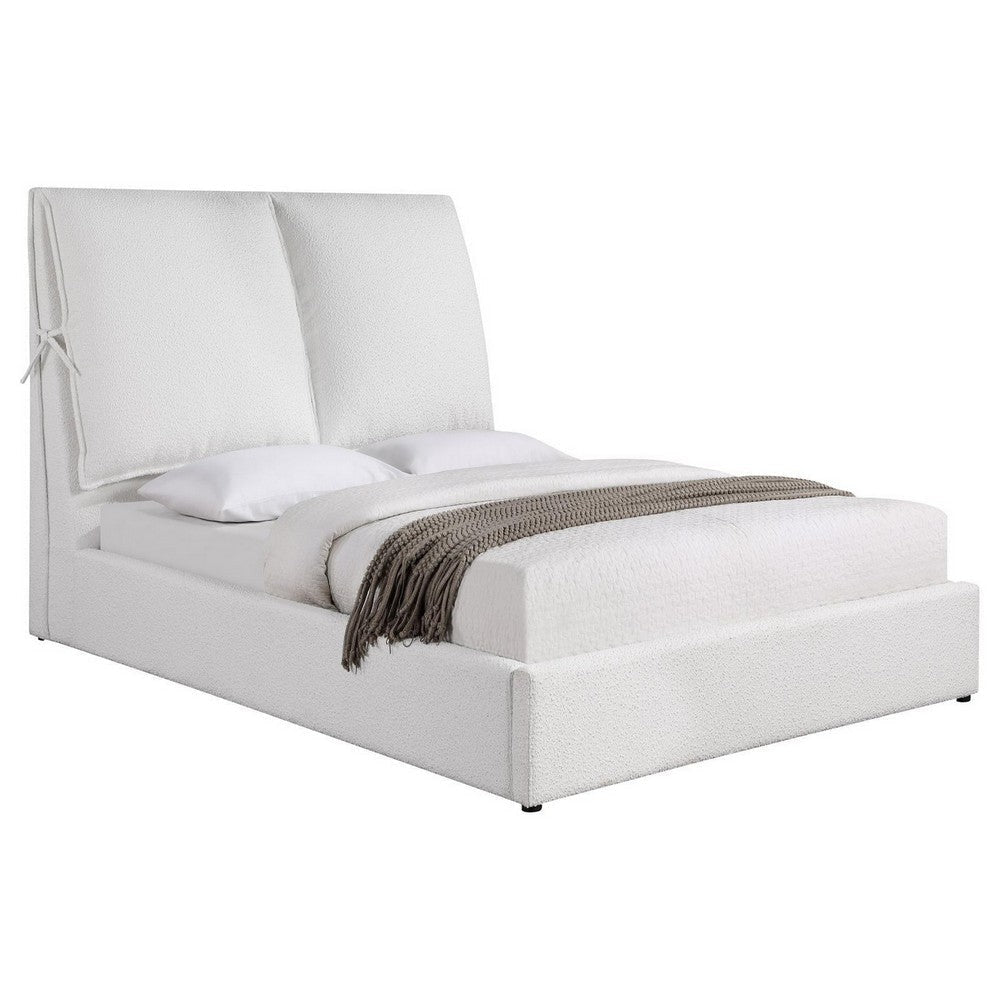 Dole King Size Platform Bed Pillow Headboard White Fabric Upholstey By Casagear Home BM307118