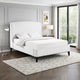 Mabe King Size Bed, Wingback Curved Headboard, White Fabric Upholstery By Casagear Home