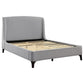 Mabe King Size Bed, Curved Panel Headboard, Soft Gray Fabric Upholstered By Casagear Home