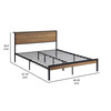 Rick Queen Size Platform Bed MDF Panel Headboard Brown Black Metal By Casagear Home BM307126