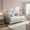 Nive Twin Daybed, Classic, Faux Diamond, Silver, Ivory Fabric Upholstered By Casagear Home