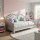 Nive Twin Daybed, Classic, Faux Diamond, Silver, Ivory Fabric Upholstered By Casagear Home