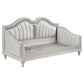 Nive Twin Daybed, Classic, Faux Diamond, Silver, Ivory Fabric Upholstered By Casagear Home