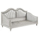 Nive Twin Daybed, Classic, Faux Diamond, Silver, Ivory Fabric Upholstered By Casagear Home