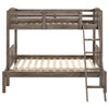 Twin over Full Bunk Bed Set Slatted Guard Rails Weathered Brown Wood By Casagear Home BM307129