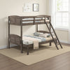 Twin over Full Bunk Bed Set, Slatted Guard Rails, Weathered Brown Wood By Casagear Home