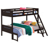 Amey Twin over Full Bunk Bed Guard Rails Attached Ladder Brown Wood By Casagear Home BM307131