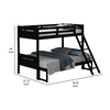 Amey Twin over Full Bunk Bed Guard Rails Attached Ladder Black Wood By Casagear Home BM307132