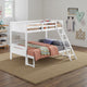 Amey Twin over Full Bunk Bed, Guard Rails, Attached Ladder, White Wood By Casagear Home