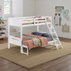 Amey Twin over Full Bunk Bed, Guard Rails, Attached Ladder, White Wood By Casagear Home